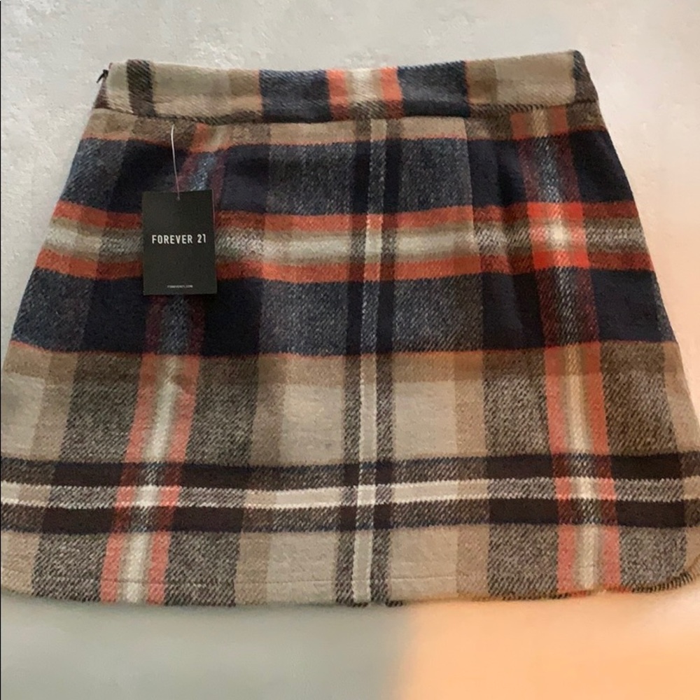 Plaid Wool-like Mini skirt